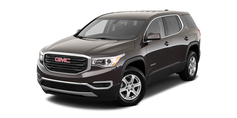 2019 Acadia in a dark exterior paint job against a white space